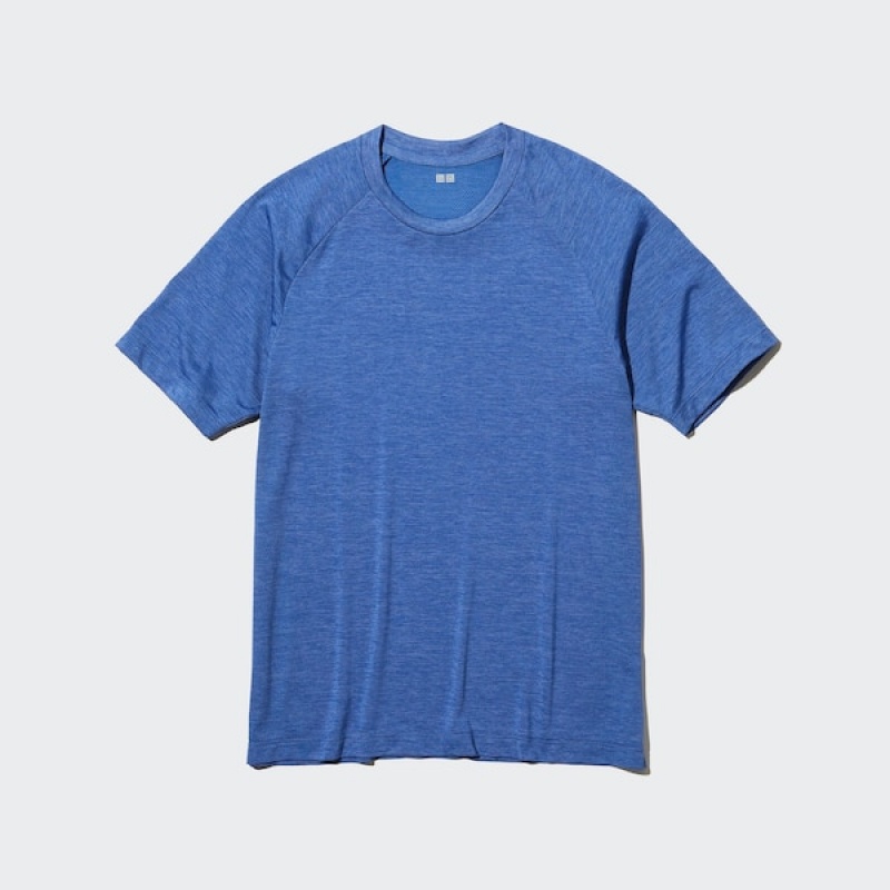 Uniqlo DRY-EX Crew Neck Kort-Sleeve T-skjorte Herre Blå | 5162-OADVE