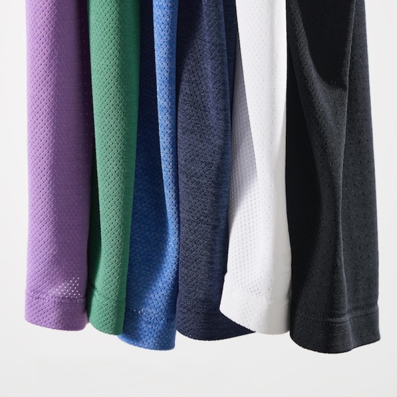 Uniqlo DRY-EX Crew Neck Kort-Sleeve T-skjorte Herre Blå | 1247-NTFZQ