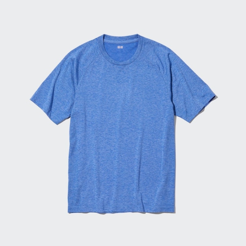 Uniqlo DRY-EX Crew Neck Kort-Sleeve T-skjorte Herre Blå | 1247-NTFZQ