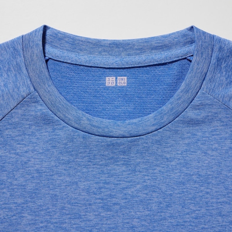 Uniqlo DRY-EX Crew Neck Kort-Sleeve T-skjorte Herre Blå | 1247-NTFZQ