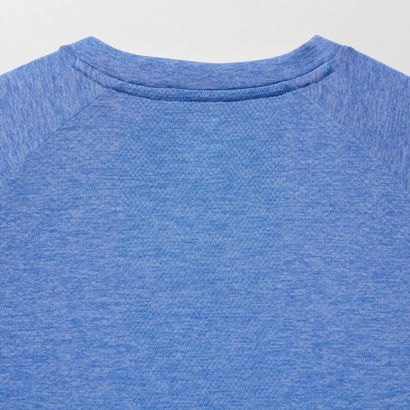 Uniqlo DRY-EX Crew Neck Kort-Sleeve T-skjorte Herre Blå | 1247-NTFZQ