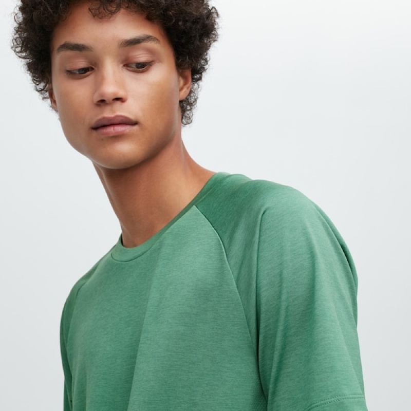 Uniqlo DRY-EX Crew Neck Kort-Sleeve T-skjorte Herre Grønn | 0753-RNFQH