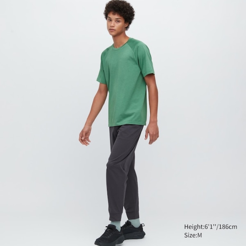 Uniqlo DRY-EX Crew Neck Kort-Sleeve T-skjorte Herre Grønn | 0753-RNFQH