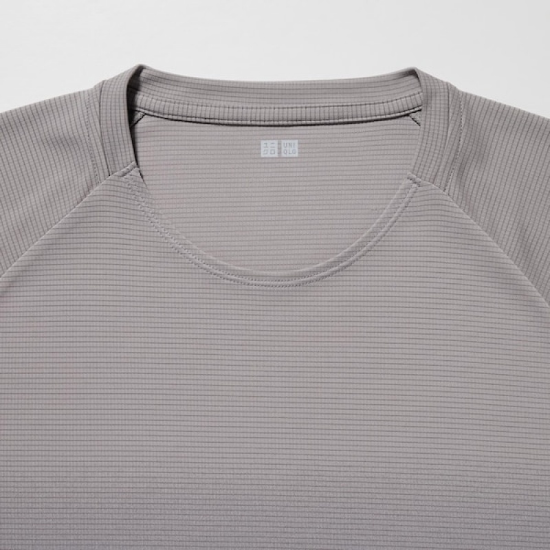 Uniqlo DRY-EX Crew Neck Kort-Sleeve T-skjorte Herre Grå | 9673-BIYLE