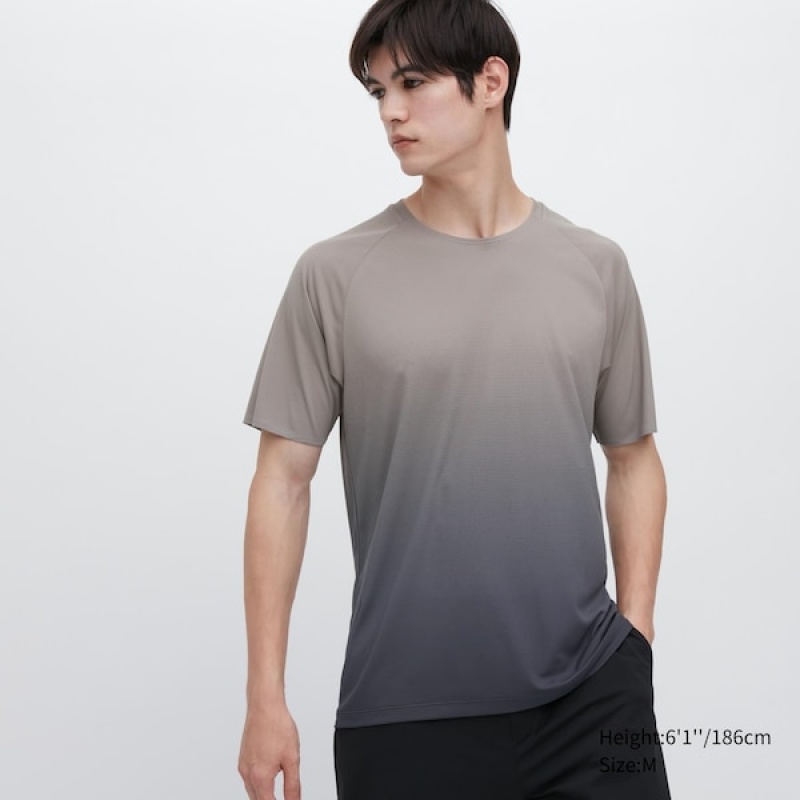 Uniqlo DRY-EX Crew Neck Kort-Sleeve T-skjorte Herre Grå | 9673-BIYLE