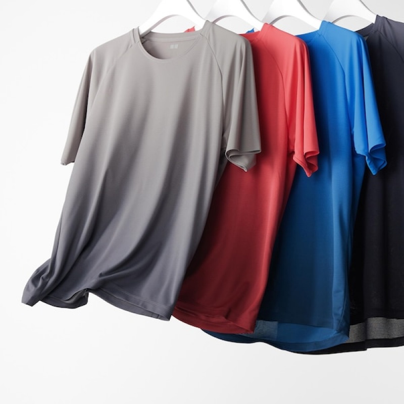 Uniqlo DRY-EX Crew Neck Kort-Sleeve T-skjorte Herre Blå | 2840-SYAKU