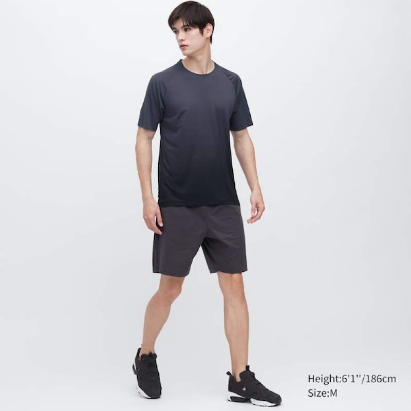 Uniqlo DRY-EX Crew Neck Kort-Sleeve T-skjorte Herre Svarte | 7841-WFAPT