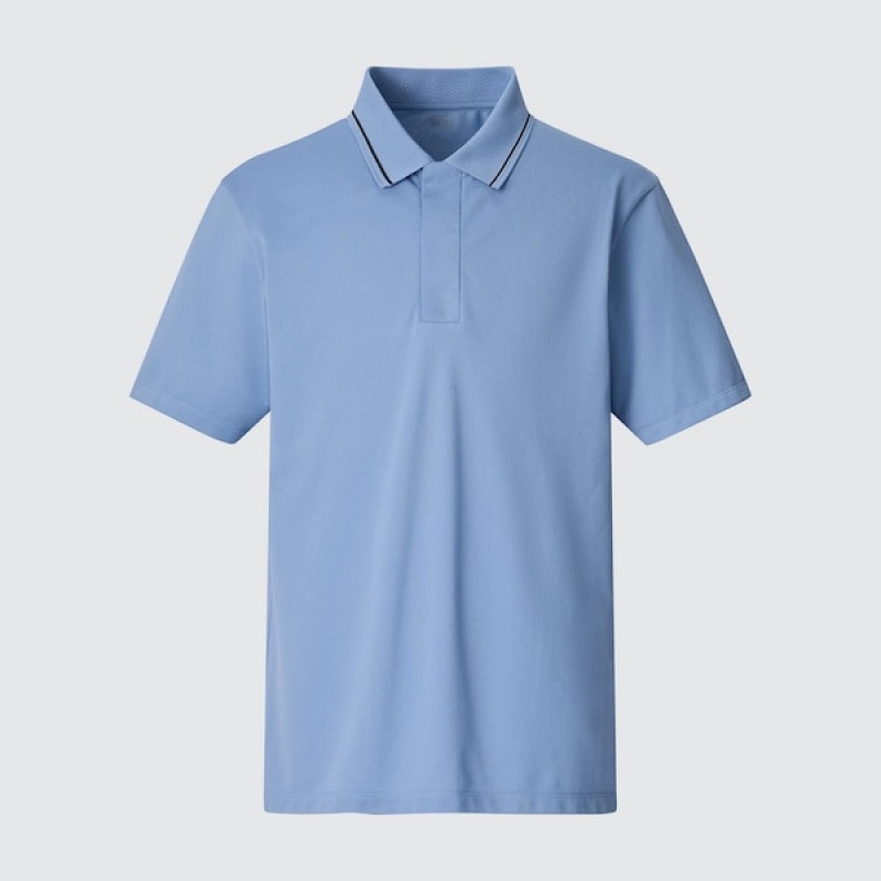 Uniqlo DRY-EX Kort-Sleeve Polo Skjorte Herre Blå | 1397-BGHRQ