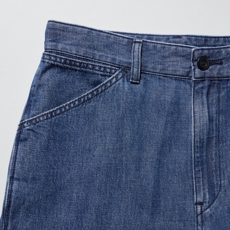 Uniqlo Denim Arbeids Jeans Herre Hvite | 9302-YODXB