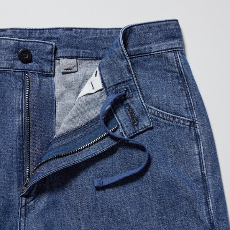 Uniqlo Denim Arbeids Jeans Herre Hvite | 9302-YODXB