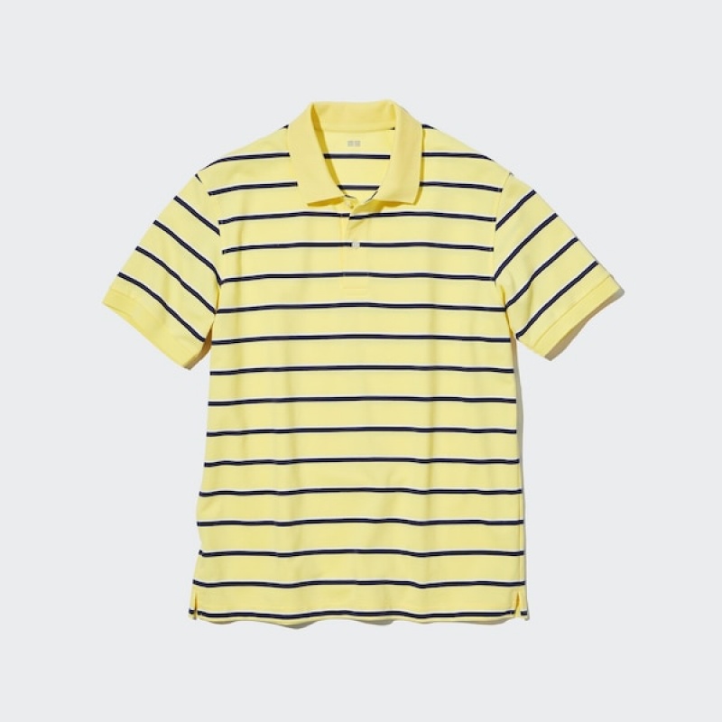 Uniqlo Dry Pique Stripete Kort-Sleeve Polo Skjorte Herre Gul | 2581-TIBKG