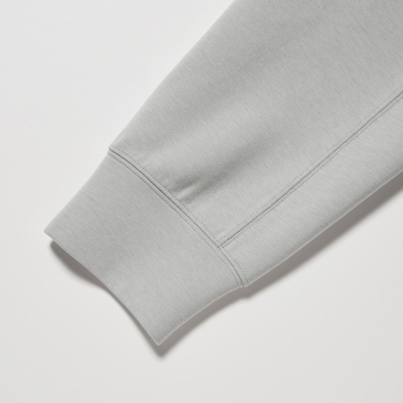 Uniqlo Dry Stretch Sweat Long-Sleeve Full-Zip Hettegenser Herre Grå | 7081-MFWEJ