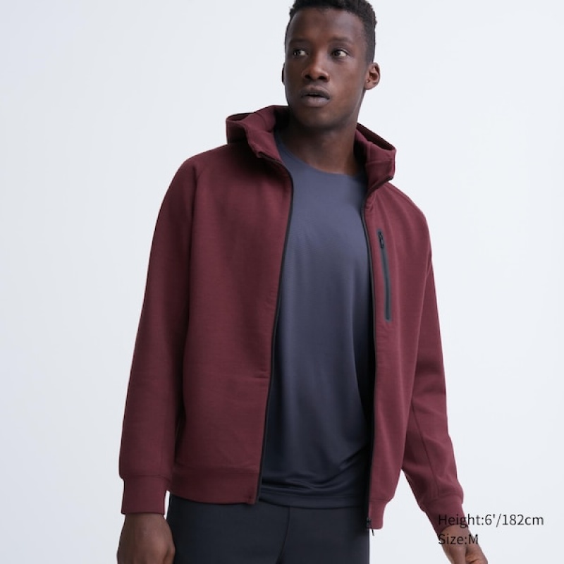 Uniqlo Dry Stretch Sweat Long-Sleeve Full-Zip Hettegenser Herre Burgunder | 2196-JPERS