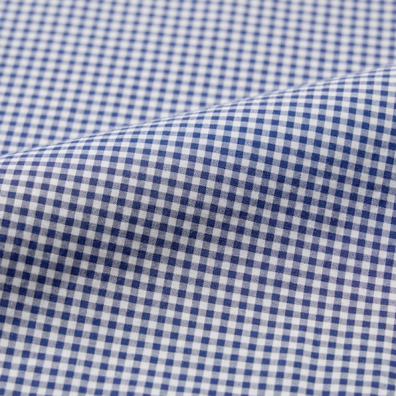 Uniqlo Extra Fine Bomull Broadcloth Checked Long-Sleeve Skjorte Herre Blå | 0623-PVLSA