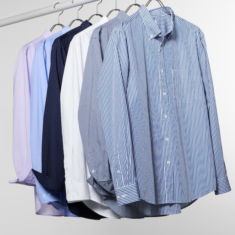 Uniqlo Extra Fine Bomull Broadcloth Checked Long-Sleeve Skjorte Herre Blå | 0623-PVLSA