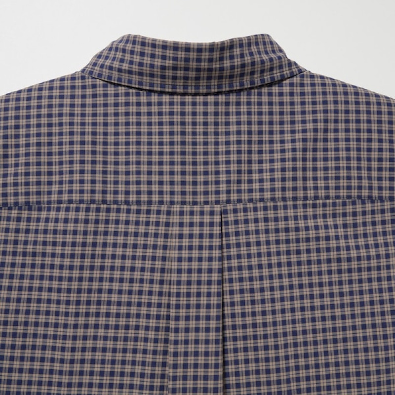 Uniqlo Extra Fine Bomull Broadcloth Checked Long-Sleeve Skjorte Herre Brune | 9807-VLFPW