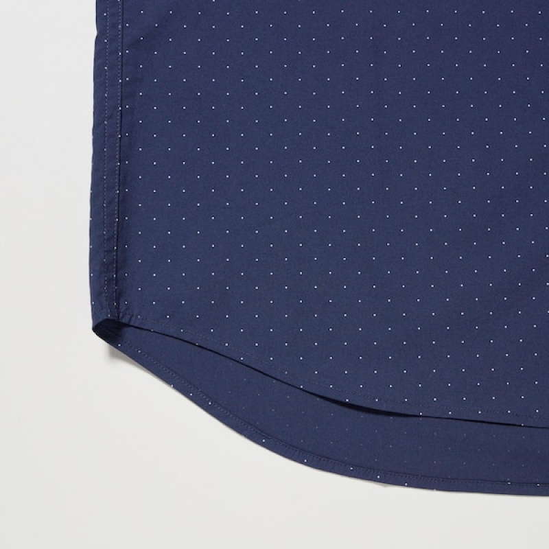 Uniqlo Extra Fine Bomull Broadcloth Dotted Long-Sleeve Skjorte Herre Blå | 7498-UBFIZ