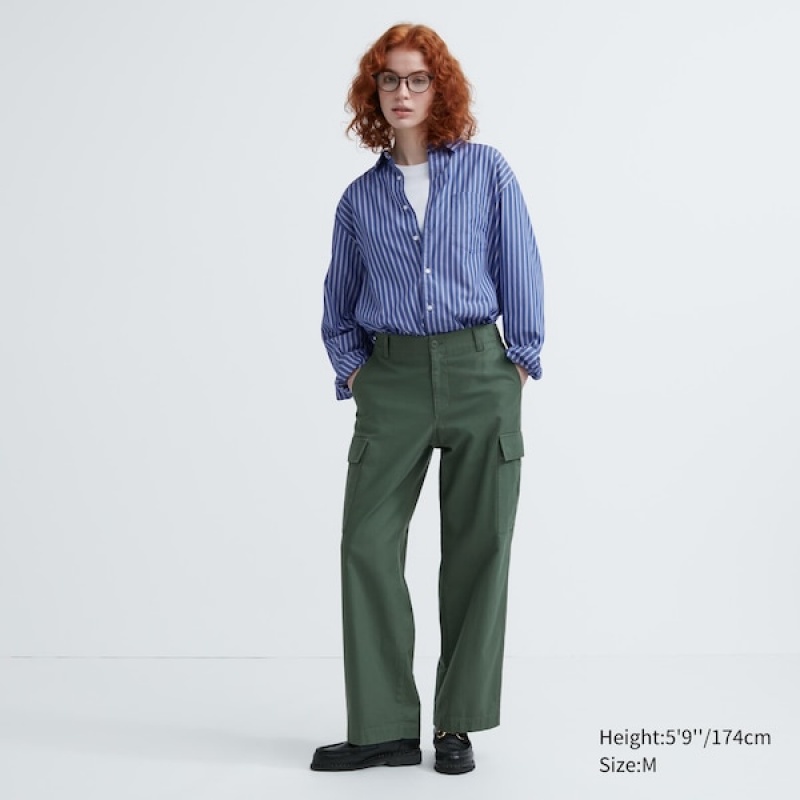 Uniqlo Extra Fine Bomull Broadcloth Long-Sleeve Skjorte Dame Blå | 4120-JYKFL