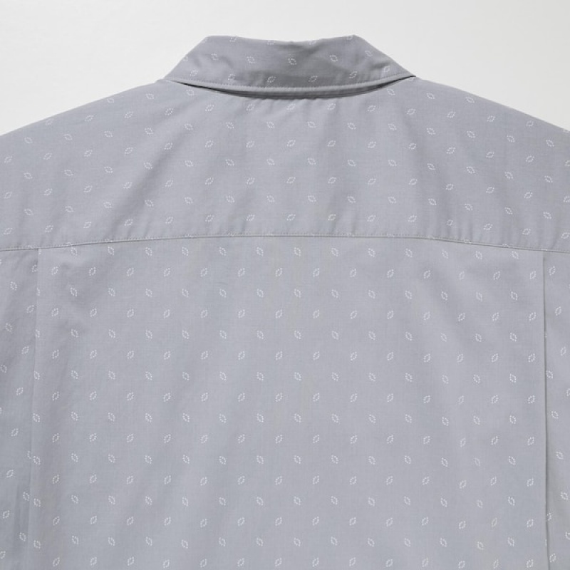 Uniqlo Extra Fine Bomull Kort-Sleeve Skjorte Herre Grå | 8352-ZNPED