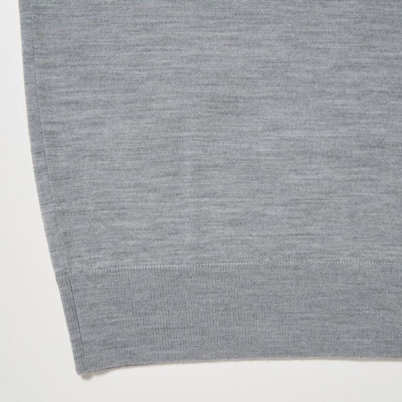 Uniqlo Extra Fine Merino Crew Neck Gensere Herre Grå | 6153-JUICA