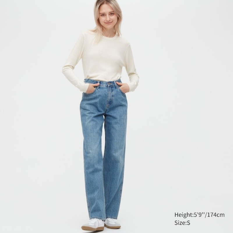 Uniqlo Extra Fine Merino Crew Neck Long-Sleeve Gensere Dame Hvite | 5241-OCZKW