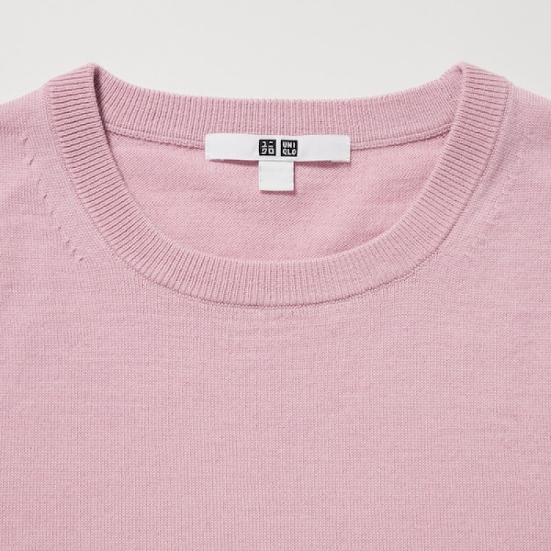 Uniqlo Extra Fine Merino Crew Neck Long-Sleeve Gensere Dame Blå | 5231-RQLDM