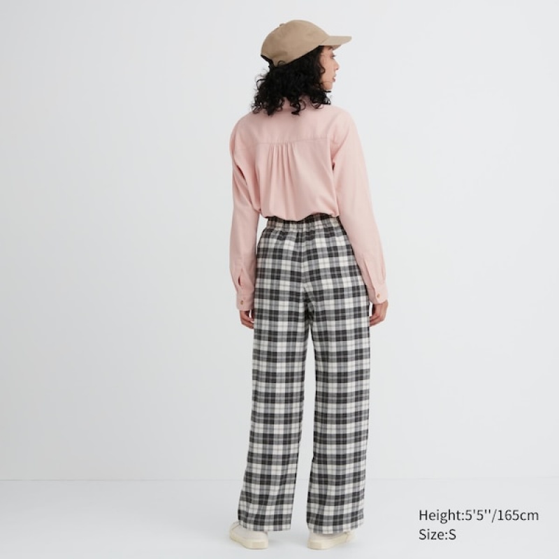 Uniqlo Flannel Bukse Dame Hvite | 4387-BDAOZ