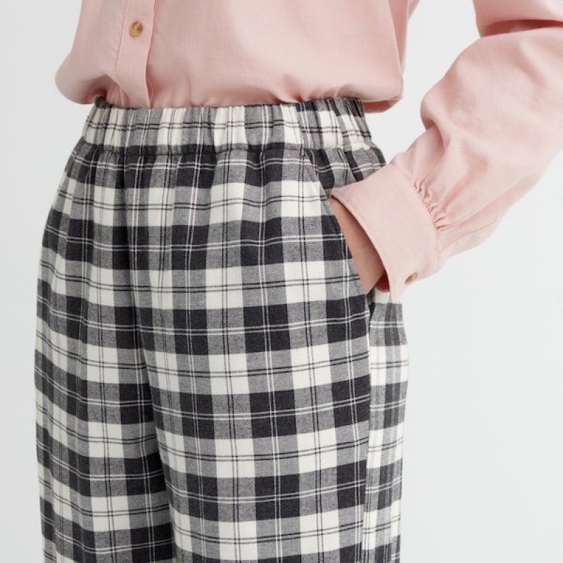 Uniqlo Flannel Bukse Dame Hvite | 4387-BDAOZ