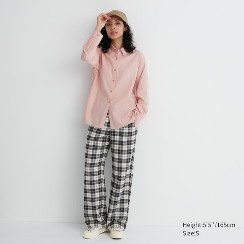 Uniqlo Flannel Bukse Dame Hvite | 4387-BDAOZ