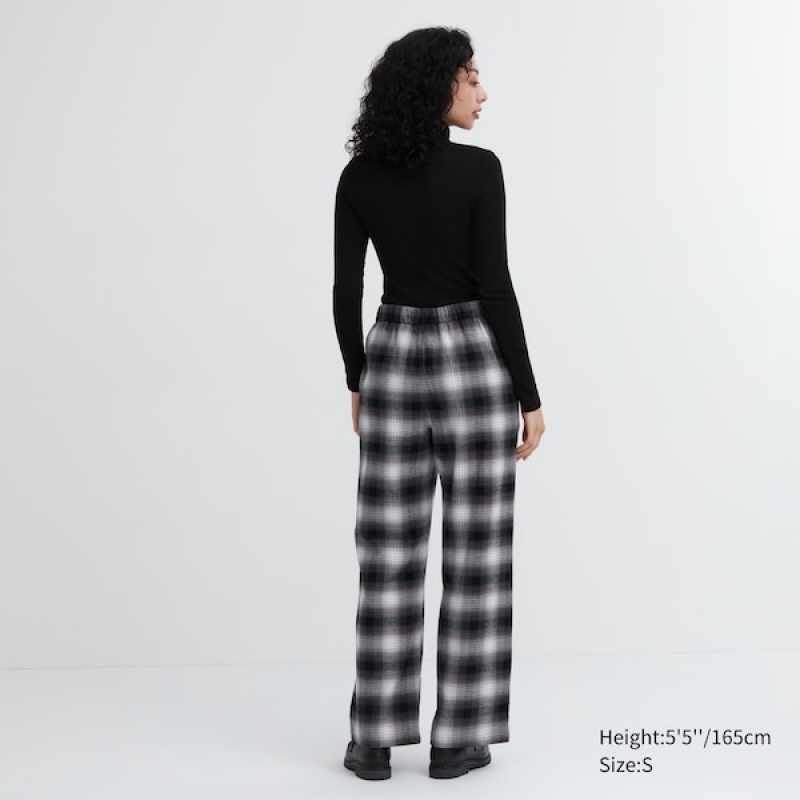 Uniqlo Flannel Checked Bukse Dame Grå | 4673-WZBAV