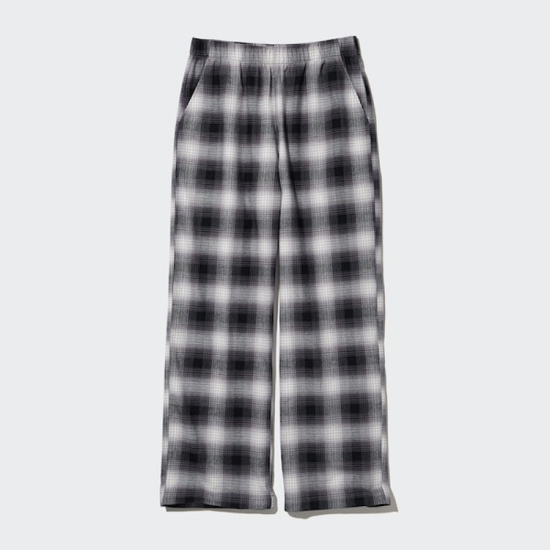 Uniqlo Flannel Checked Bukse Dame Grå | 4673-WZBAV