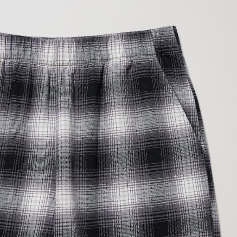 Uniqlo Flannel Checked Bukse Dame Grå | 4673-WZBAV