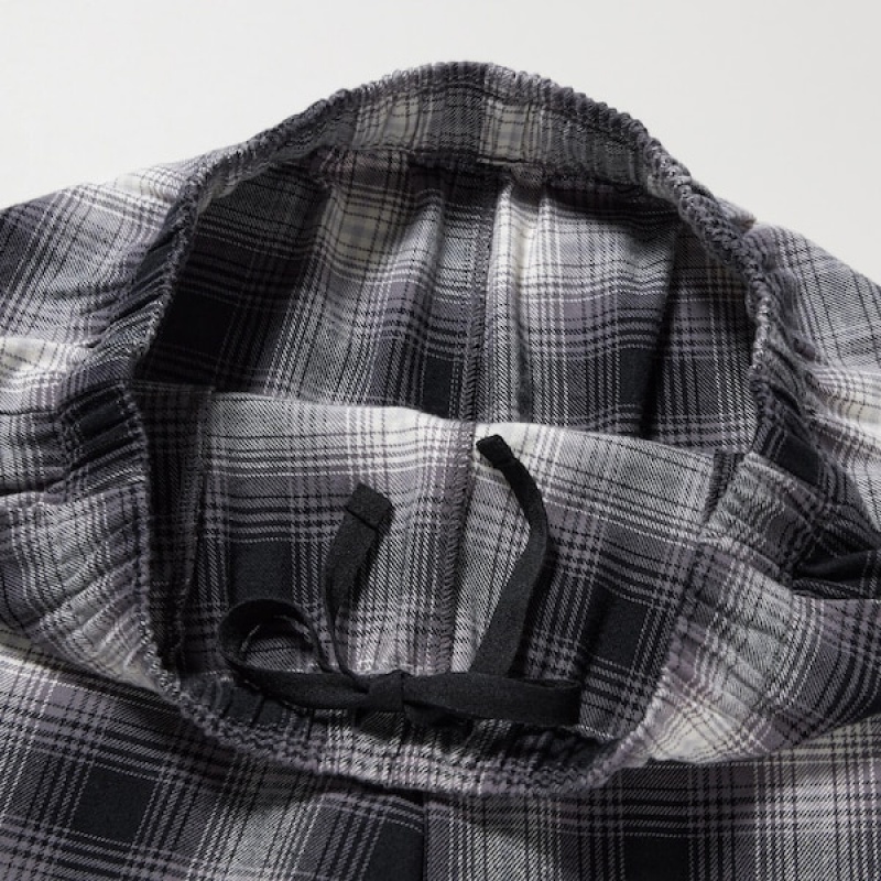 Uniqlo Flannel Checked Bukse Dame Grå | 4673-WZBAV