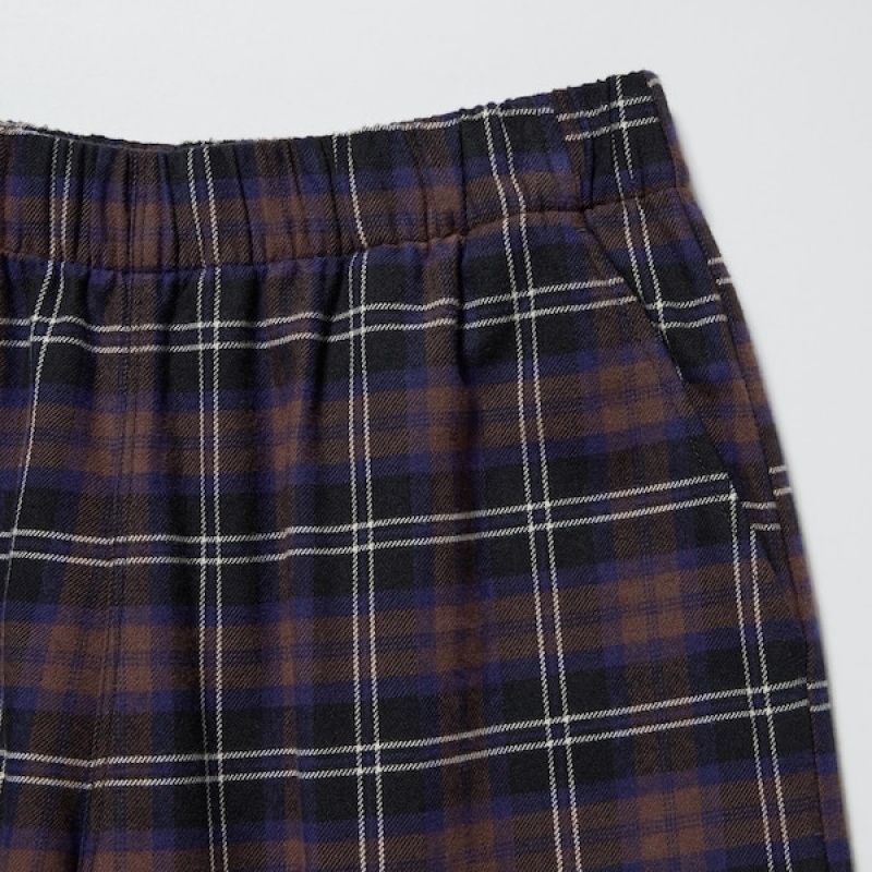 Uniqlo Flannel Checked Bukse Dame Mørke Brune | 6157-ADFPC