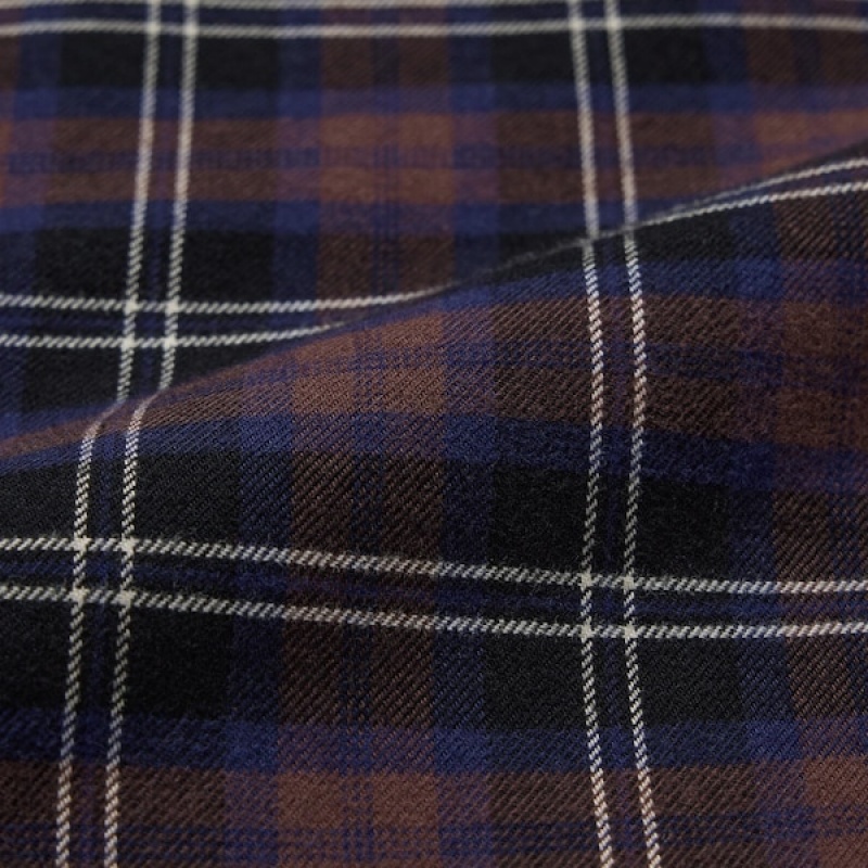 Uniqlo Flannel Checked Bukse Dame Mørke Brune | 6157-ADFPC