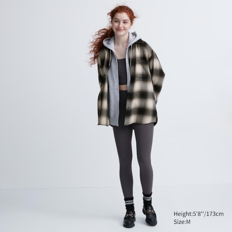 Uniqlo Flannel Checked Long-Sleeve Skjorte Dame Svarte | 5497-XBAJT