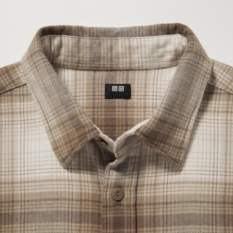 Uniqlo Flannel Checked Long-Sleeve Skjorte Herre Kopper | 5639-WHFYX