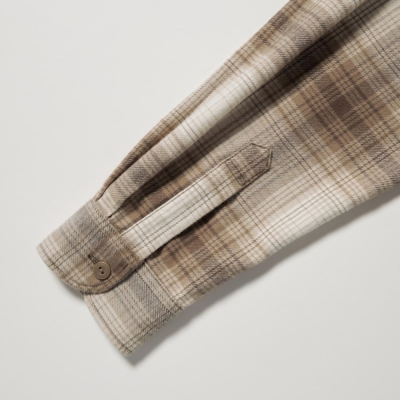 Uniqlo Flannel Checked Long-Sleeve Skjorte Herre Kopper | 5639-WHFYX