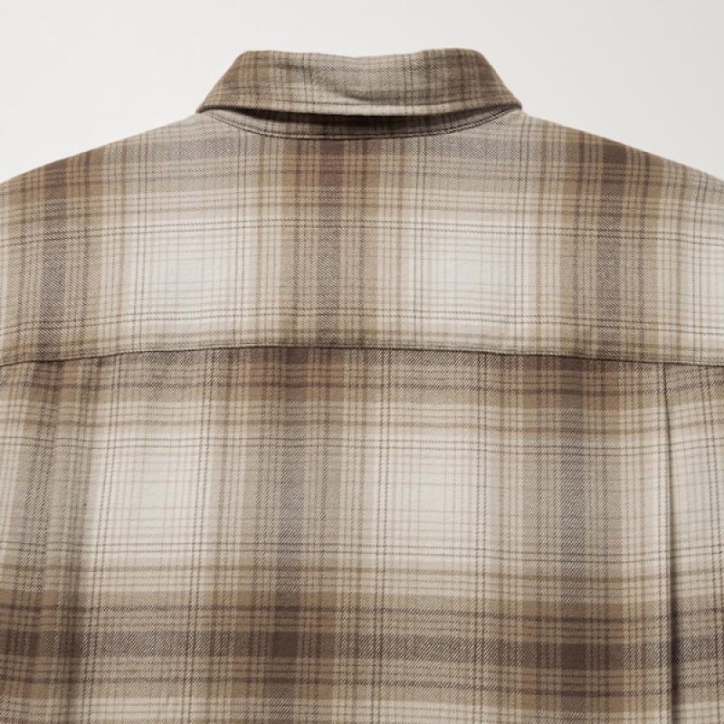 Uniqlo Flannel Checked Long-Sleeve Skjorte Herre Kopper | 5639-WHFYX