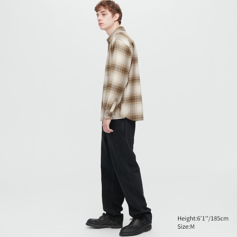 Uniqlo Flannel Checked Long-Sleeve Skjorte Herre Kopper | 5639-WHFYX