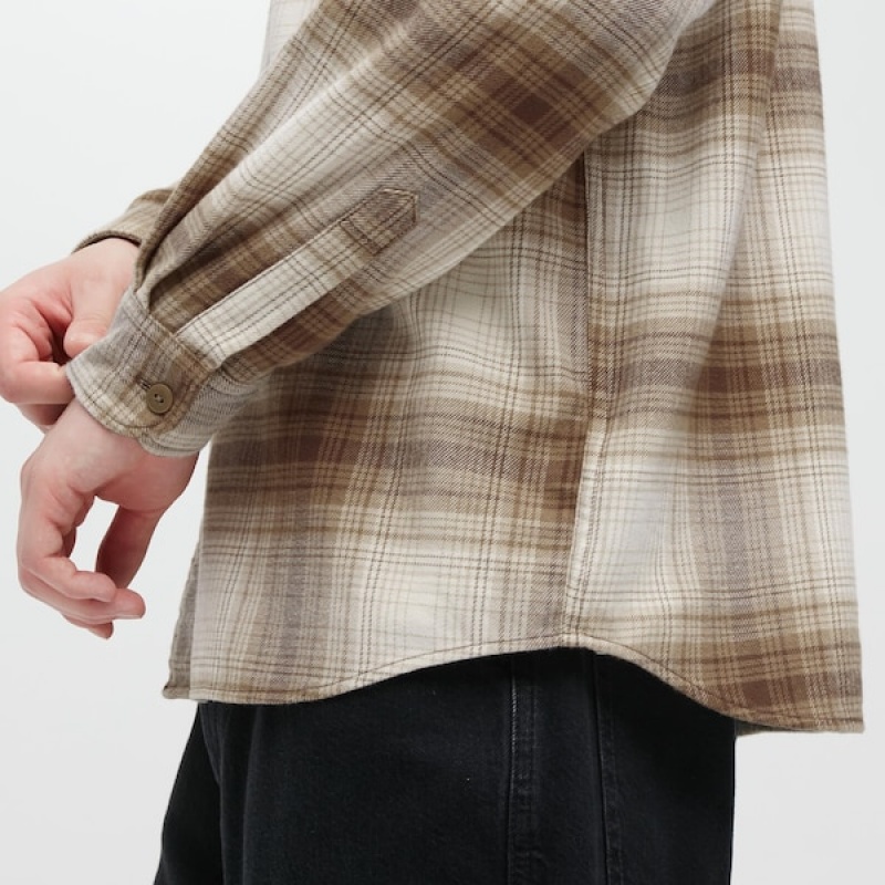 Uniqlo Flannel Checked Long-Sleeve Skjorte Herre Kopper | 5639-WHFYX