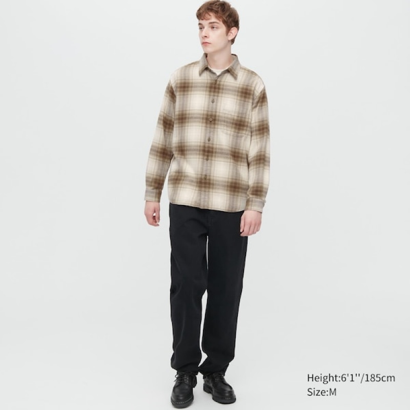 Uniqlo Flannel Checked Long-Sleeve Skjorte Herre Kopper | 5639-WHFYX