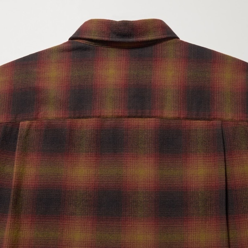 Uniqlo Flannel Checked Long-Sleeve Skjorte Herre Brune | 3496-BVISY