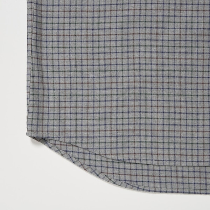 Uniqlo Flannel Checked Long-Sleeve Skjorte Herre Grå | 0946-RNQYU