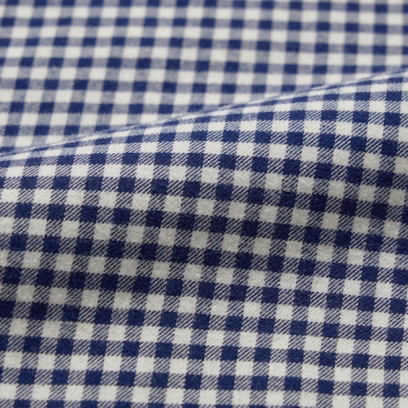 Uniqlo Flannel Checked Long-Sleeve Skjorte Herre Blå | 4281-ALVSF