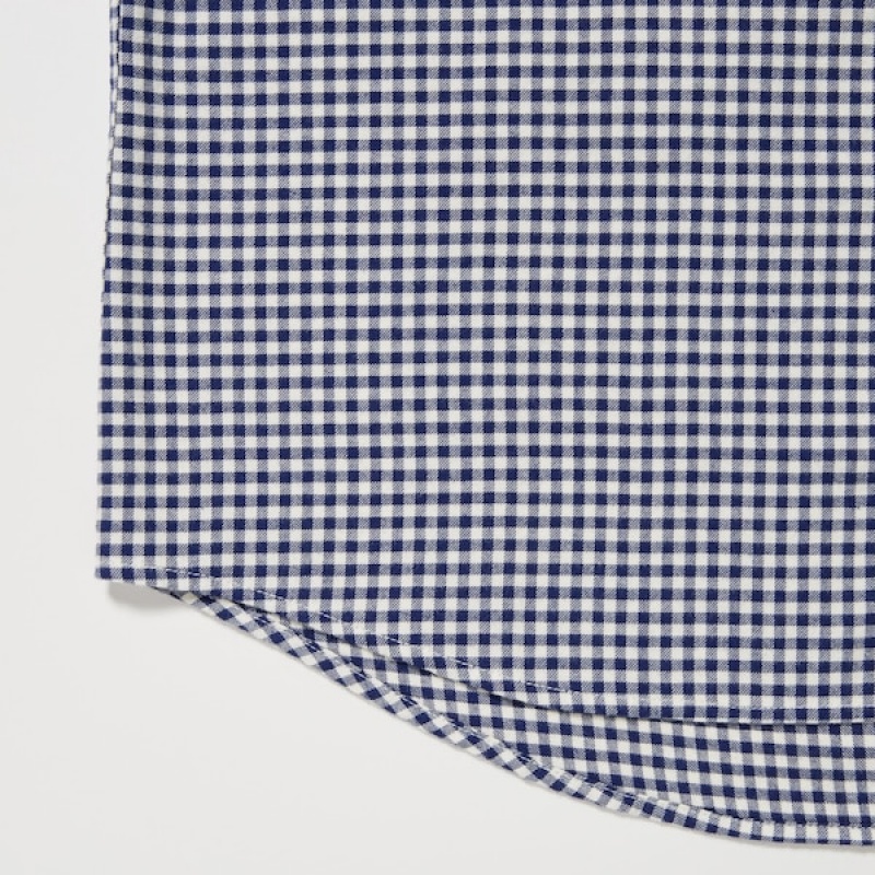 Uniqlo Flannel Checked Long-Sleeve Skjorte Herre Blå | 4281-ALVSF