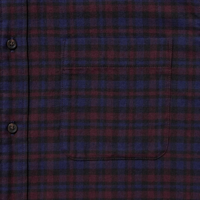 Uniqlo Flannel Checked Long-Sleeve Skjorte Herre Burgunder | 2580-EWAFT