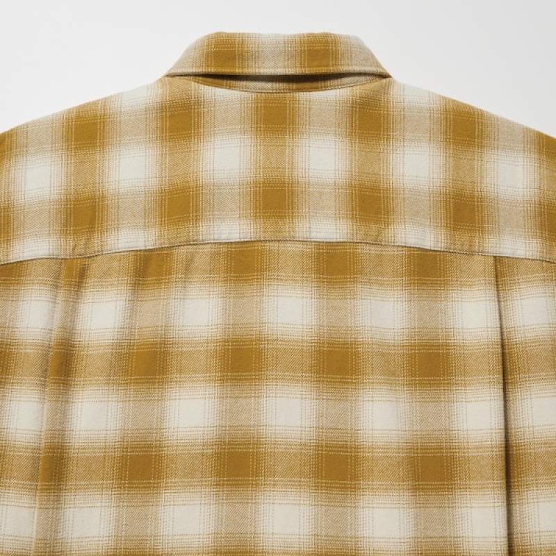 Uniqlo Flannel Checked Long-Sleeve Skjorte Herre Gul | 4153-IVLEO