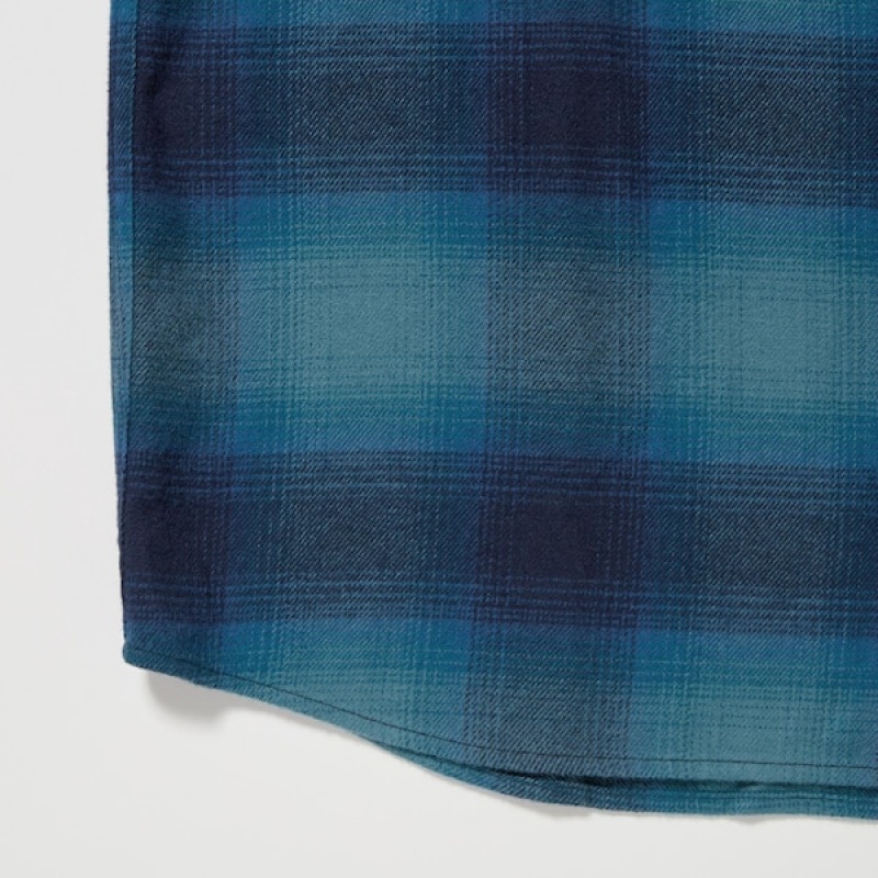 Uniqlo Flannel Checked Long-Sleeve Skjorte Herre Blå | 6823-WHEZF