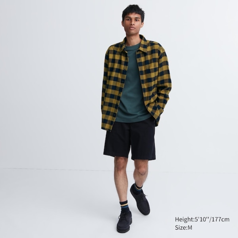 Uniqlo Flannel Checked Long-Sleeve Skjorte Herre Gul | 5931-SCLTK